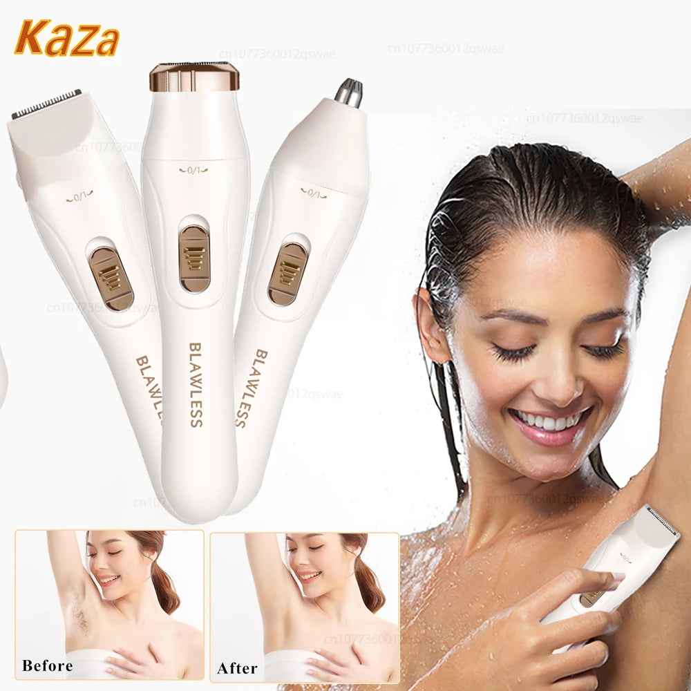 Electric Shaver for Women – Portable Painless Bikini, Facial & Body Trimmer for Underarms and Legs