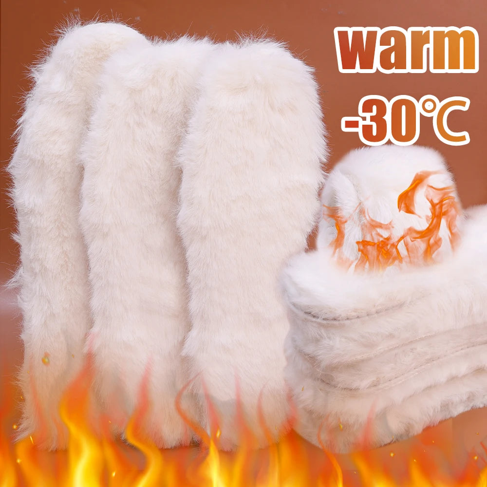 Unisex Sheepskin Wool Insoles — Natural Fur Winter Shoe Pads for Men, Women & Children