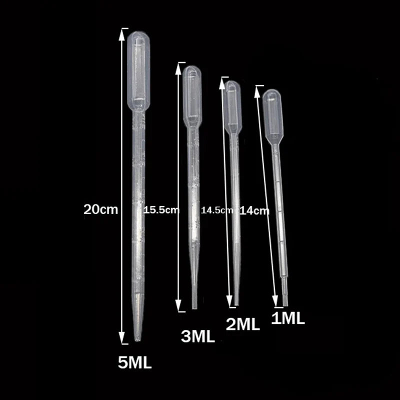 100PCS Disposable Graduated Pipettes Set – 1ml/2ml/3ml/5ml Plastic Liquid Dropper Straws for Laboratory, Makeup & DIY Use