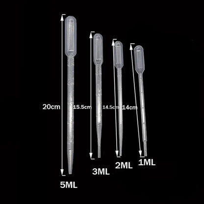 100PCS Disposable Graduated Pipettes Set – 1ml/2ml/3ml/5ml Plastic Liquid Dropper Straws for Laboratory, Makeup & DIY Use
