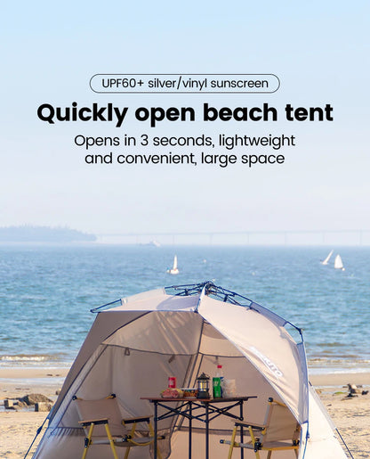Sonuto Outdoor 3-4P One-Touch Camping Tent – Automatic Quick Open Beach, Fishing, Picnic & Family Travel Tent with Anti-UV Shade