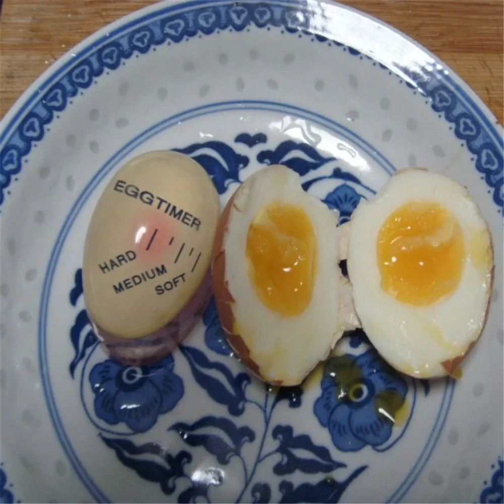 1pc Egg Timer Kitchen Gadget: Color-Changing Yummy Soft to Hard Boiled - Eco-Friendly Resin Red Timer Tool
