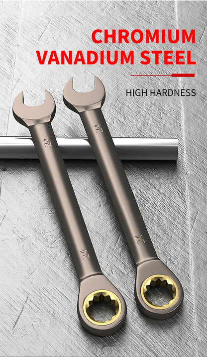 12pcs/6pcs Dual-Use Ratchet Wrench Set — 72-Tooth Quick Ratchet Heads with 180° Rotation Hardware Tools