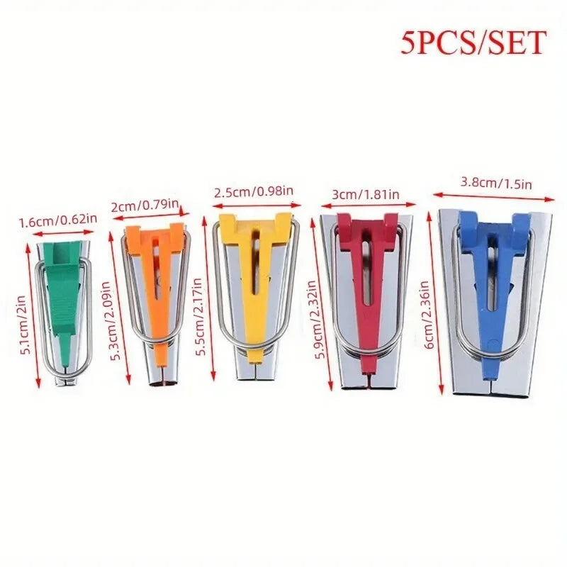 Bias Tape Maker Set - 4/5-Piece Binding & Splicing Tools for Quilting and Sewing