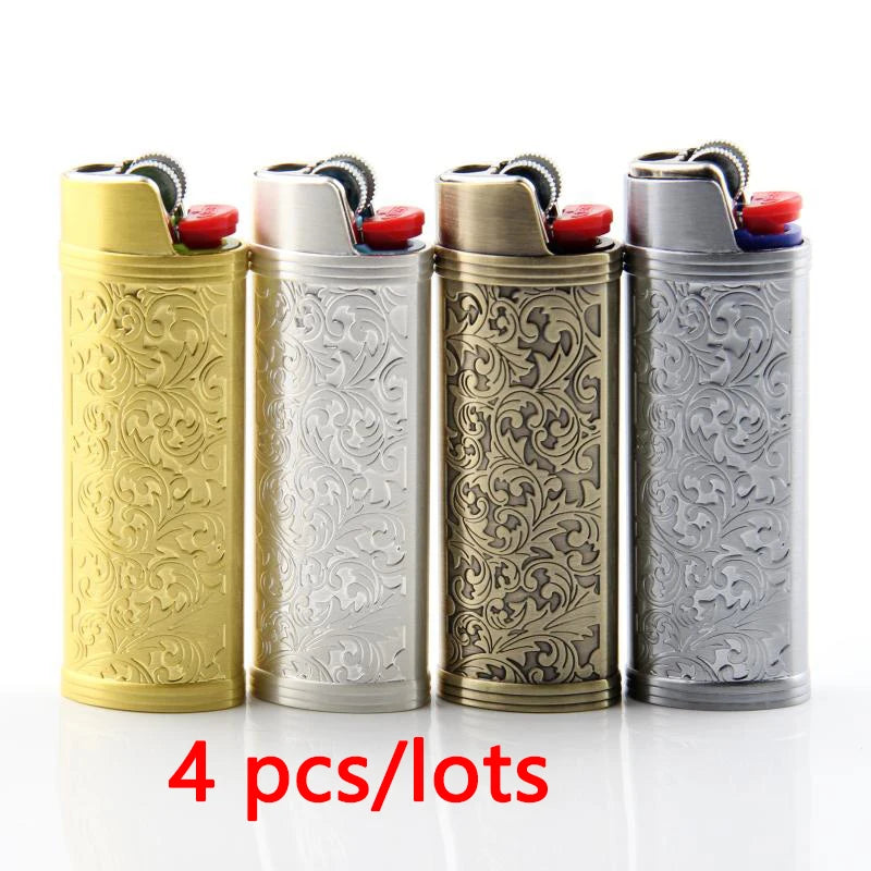 Metal Cowboy Boot Lighter Case - Cute Cat Eye Rhinestone Embroidered Zinc Alloy BIC J6 Sleeve Cover