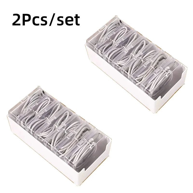 Cable Organizer Storage Box Set - Durable Plastic Charging Cord, Mobile Device & Office Supplies Storage