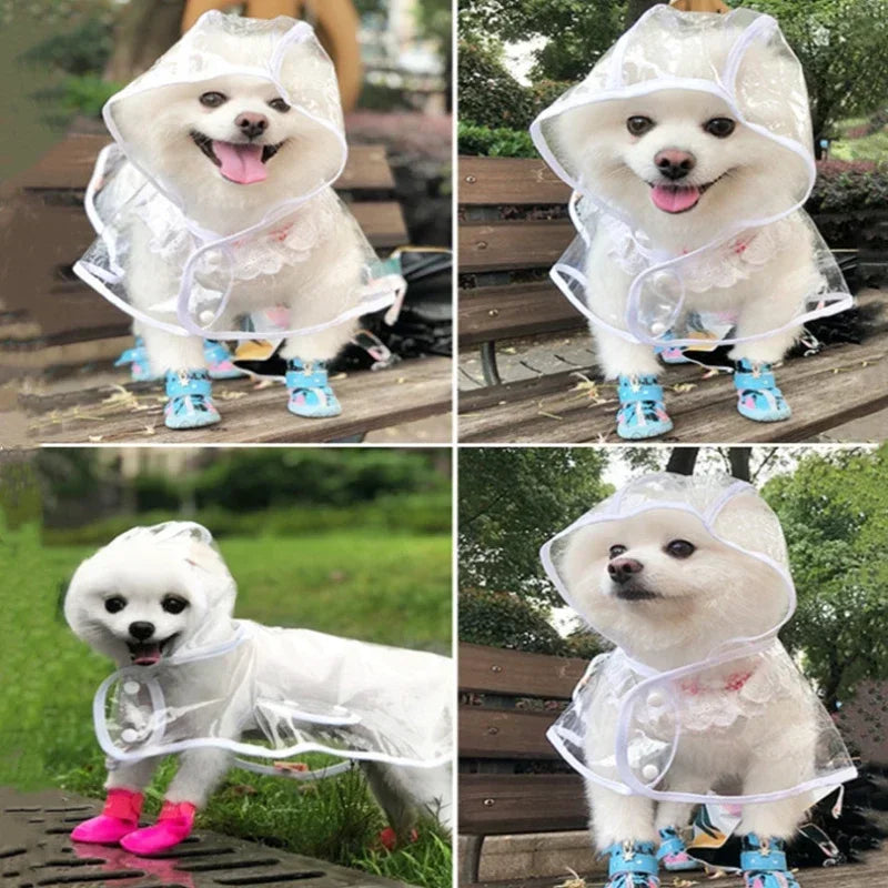Clear Pet Raincoat: Waterproof Jacket Coat for Small Medium Dogs - Teddy, Shiba Dog Poncho for Outdoor Walking