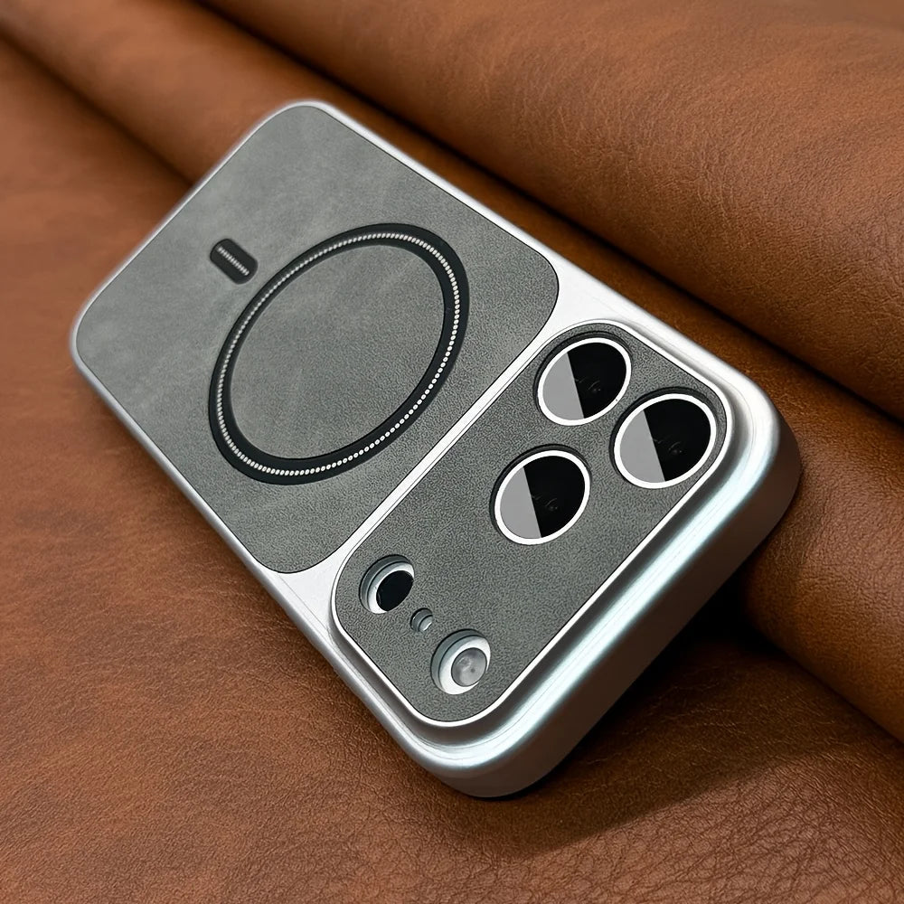 Luxury Matte Leather Magnetic Phone Case - MagSafe Wireless Charging Cover for iPhone 13, 14, 15, 16 & 17 Pro Max Series