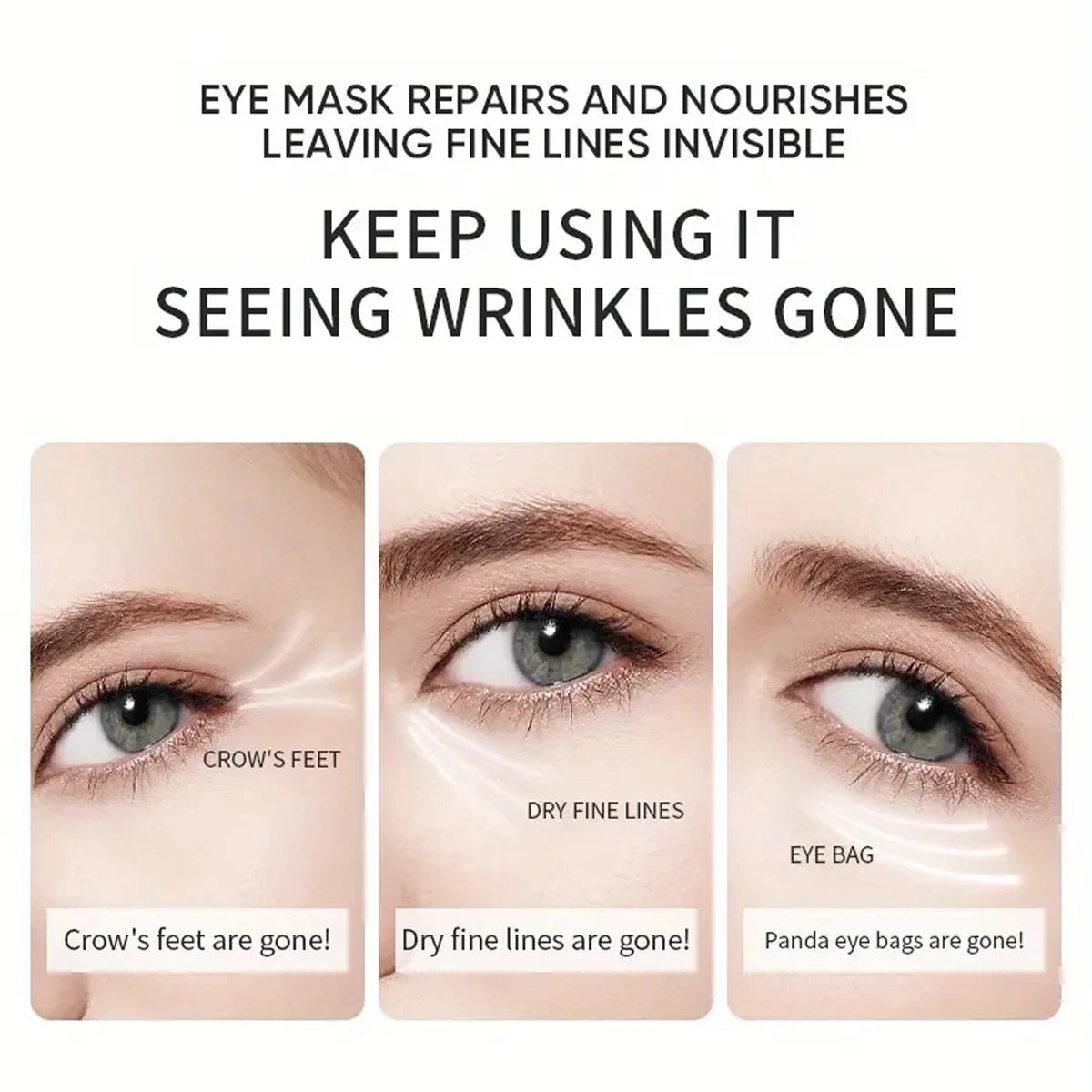 60PCS Seaweed Hyaluronic Acid Eye Masks – Collagen Eye Patches for Dark Circles & Facial Care
