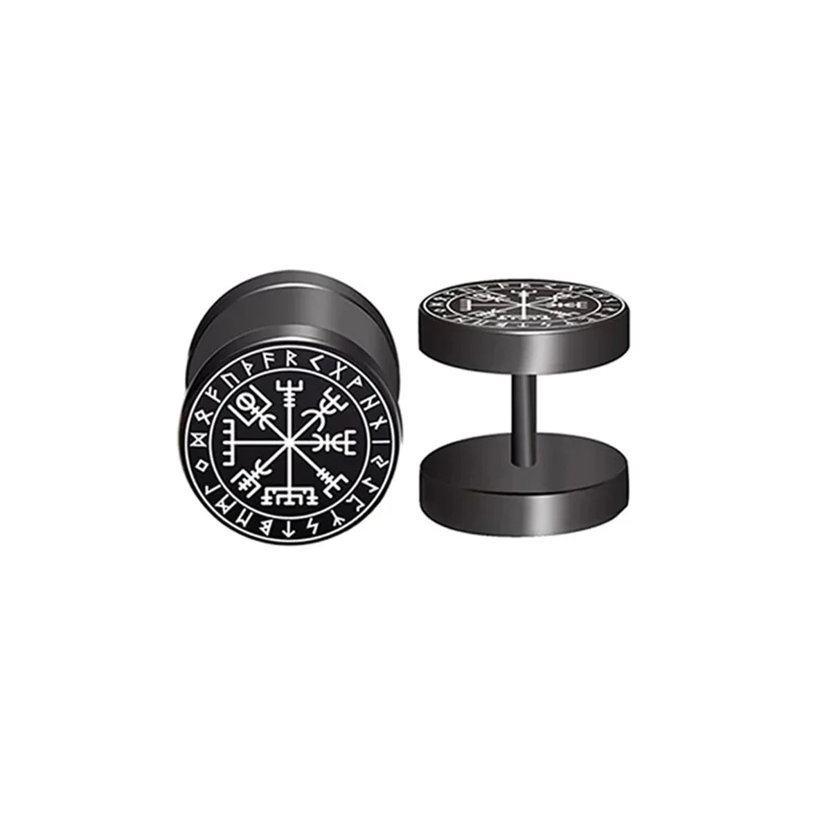 2pcs 18G Stainless Steel Viking Rune Stud Earrings – For Men & Women, Cartilage Tragus Helix Piercing Jewelry