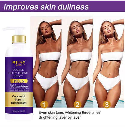 AILKE Glutathione Lightening Body Lotion – Moisturizing & Hydrating for Even Skin Tone and Dark Spot Improvement