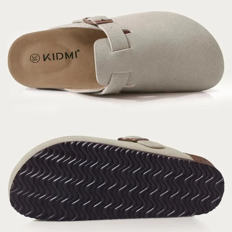Fashion Men's Mules with Arch Support - Unisex Classic Beach Birkenstock Suede Sandals | Retro Cork Clogs