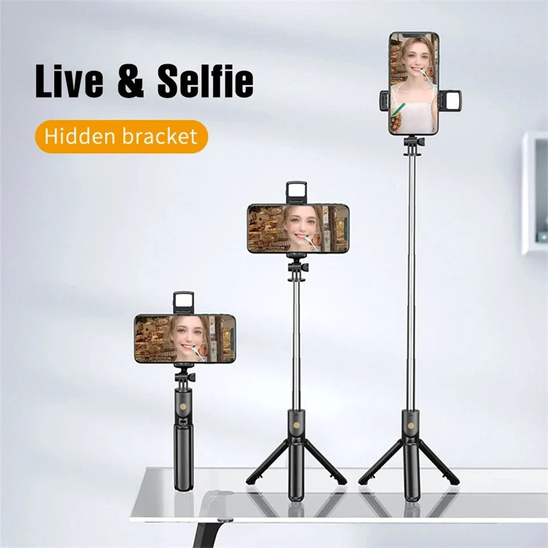 Wireless Selfie Stick & Tripod Stand with Light – Bluetooth Remote for iPhone, Mobile & TikTok Live
