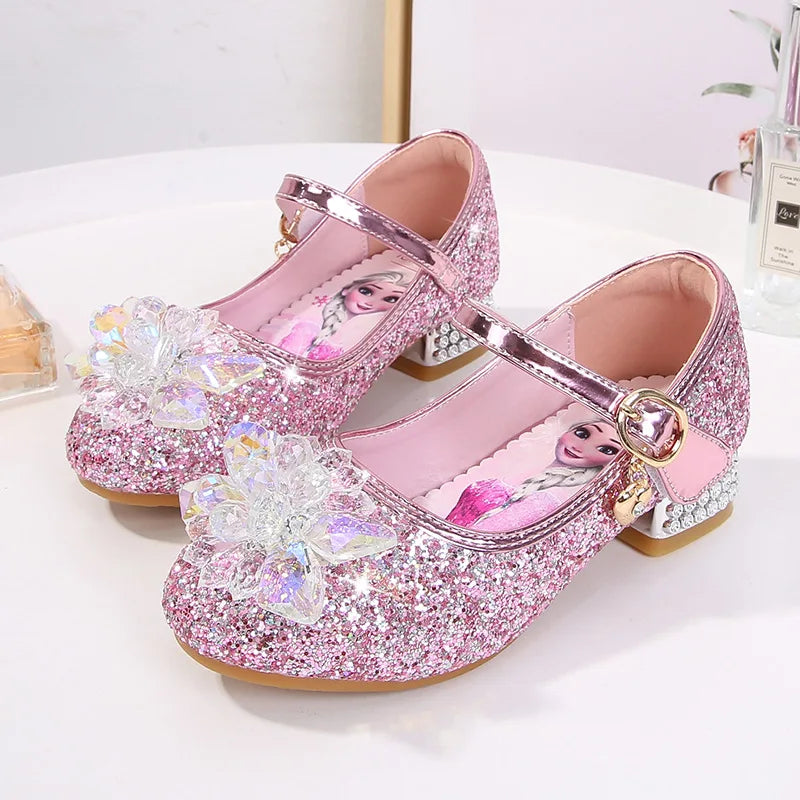 2024 Spring Girls' Crystal Princess Elsa Shoes - Ice and Snow Romance Fashion Sandals for Kids