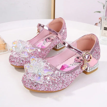 2024 Spring Girls' Elsa Princess Shoes - Ice and Snow Romance Crystal Sandals for Kids