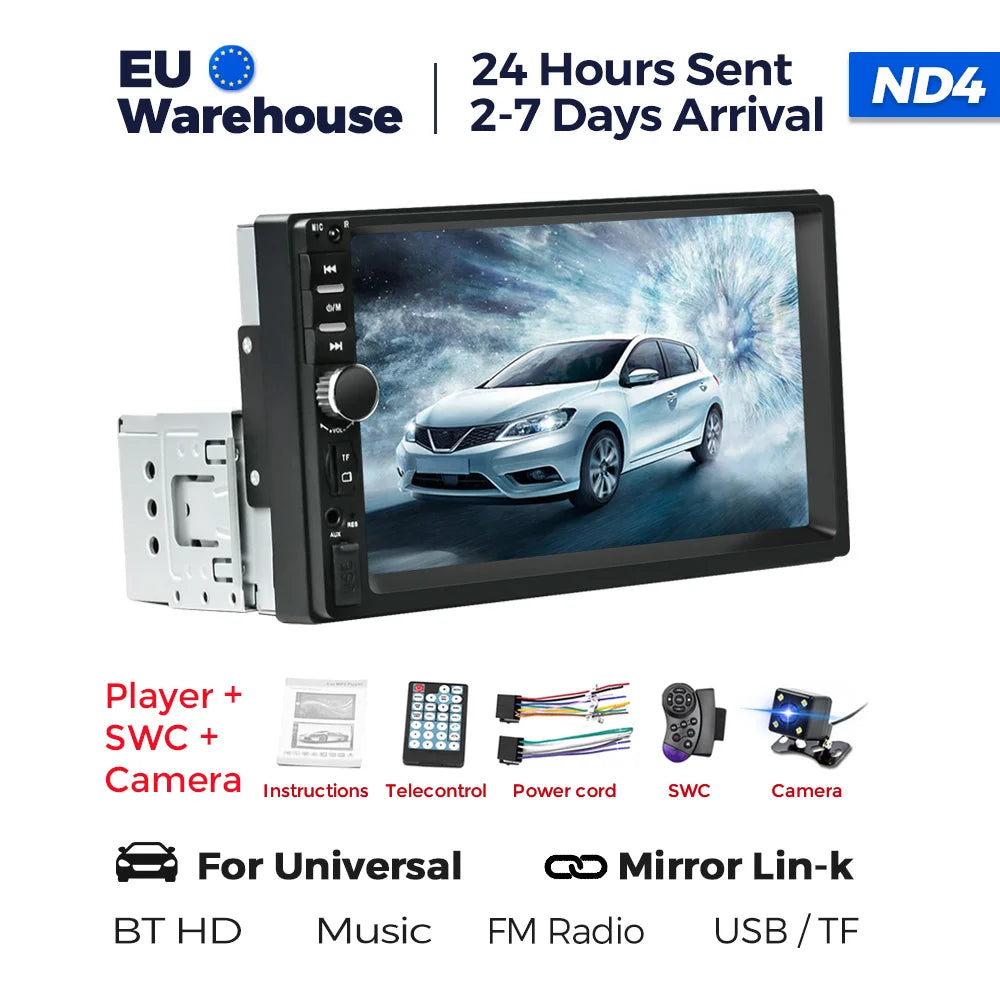 MEKEDE 1DIN MP5 Player — 7" HD Touchscreen Car Radio with USB, Bluetooth & TF Card for Universal Auto Multimedia