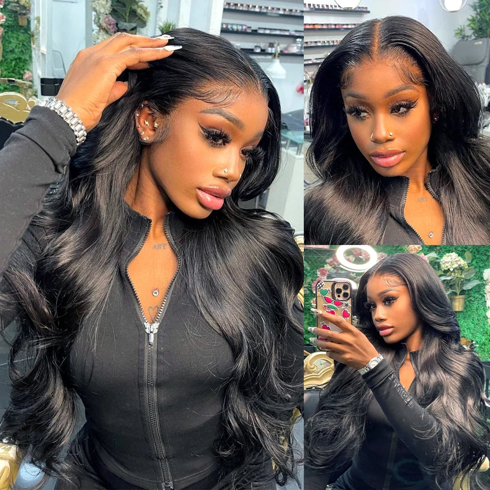 13x4/13x6 Body Wave Transparent Lace Front Wig – HD Bling Hair, 180% Density Human Hair, 4x4 Lace Closure for Women