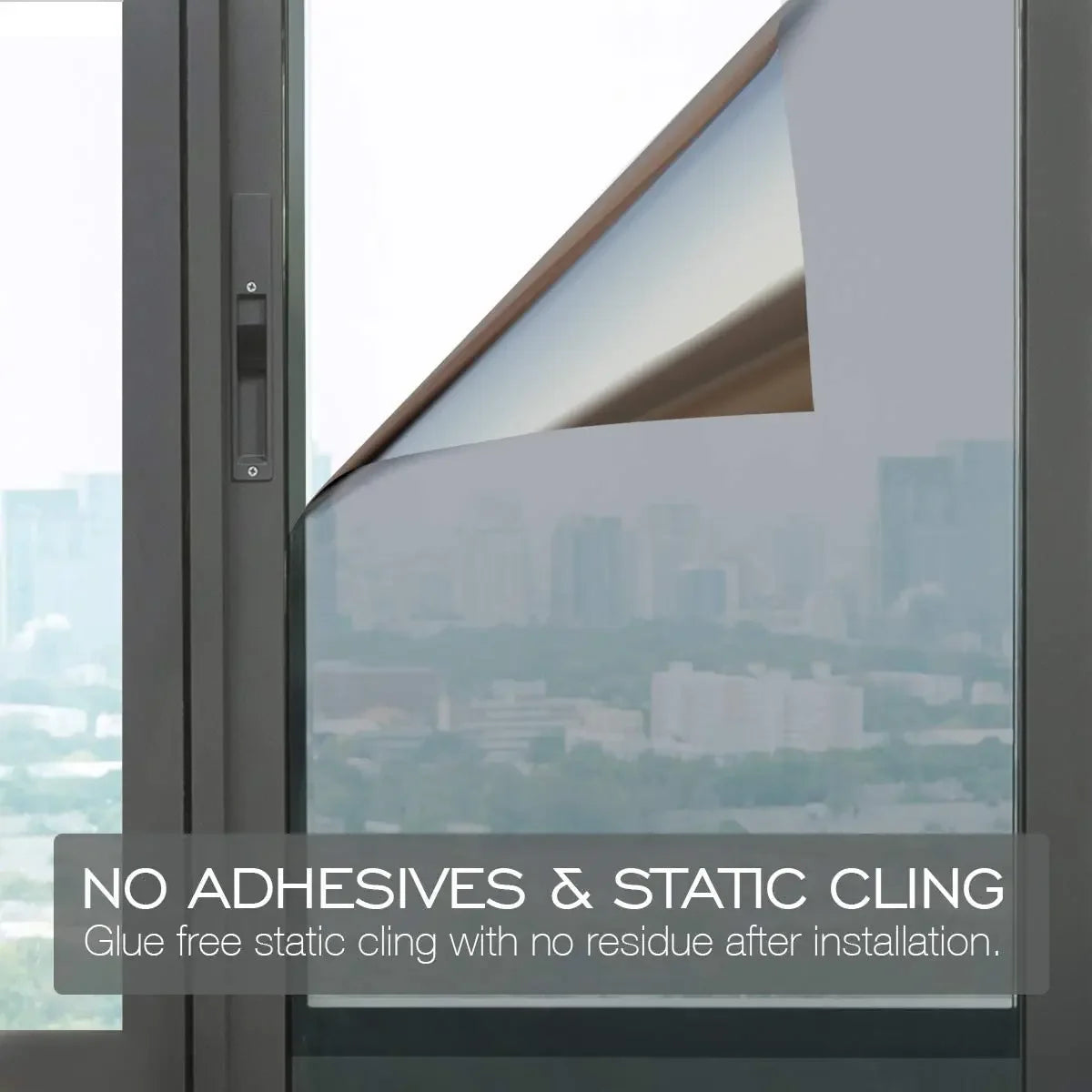 One Way Mirror Window Film - Privacy Reflective Tint, Heat Control, Sun Blocking, Self-Adhesive Glass Sticker (Multi-Size)