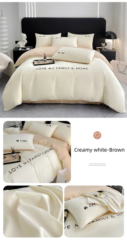 Nordic Luxury Egyptian Cotton Bedding Set - King, Queen, Double, Twin Size with Sheet, Duvet Cover & Pillowcases