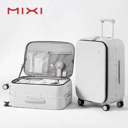 Mixi PC Aluminum Frame Suitcase — Front-Opening Rolling Travel Luggage, 20", 24" & 26" Carry-On M9291