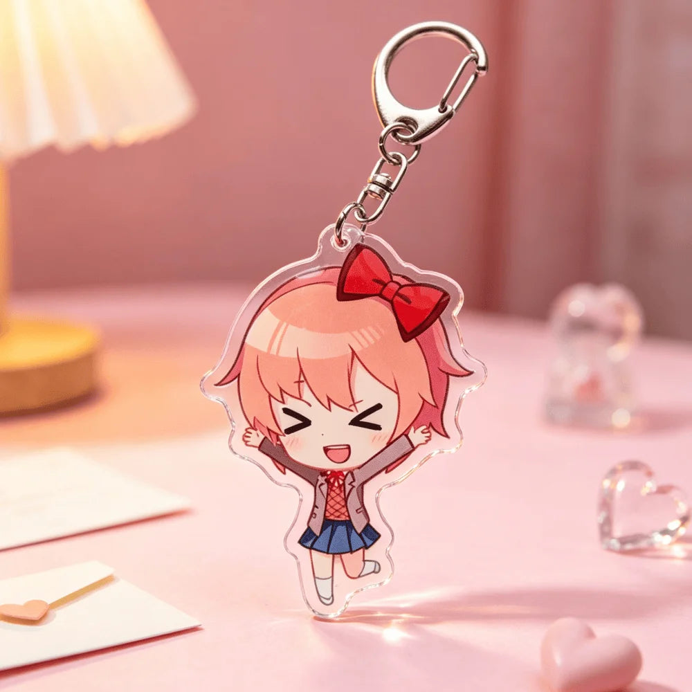 DDLC Doki Doki Literature Club Acrylic Keychains - Cute Chibi Yuri, Monika, Sayori, and Natsuki Backpack Accessories and Gifts