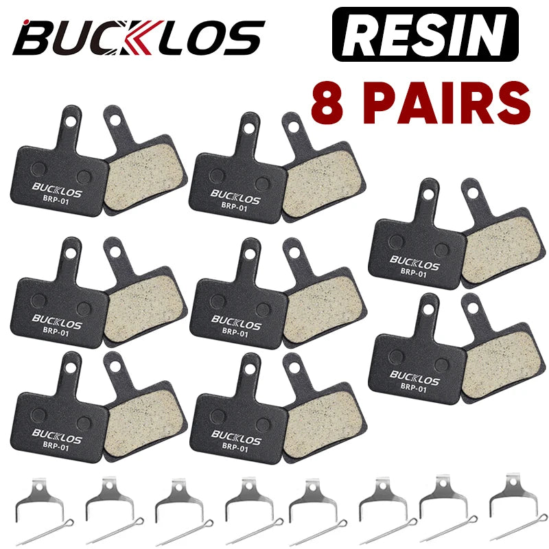 BUCKLOS Resin Disc Brake Pads - Wear-Resistant Hydraulic MTB Brake Pads Compatible with Shimano B01S, B03S & B05S