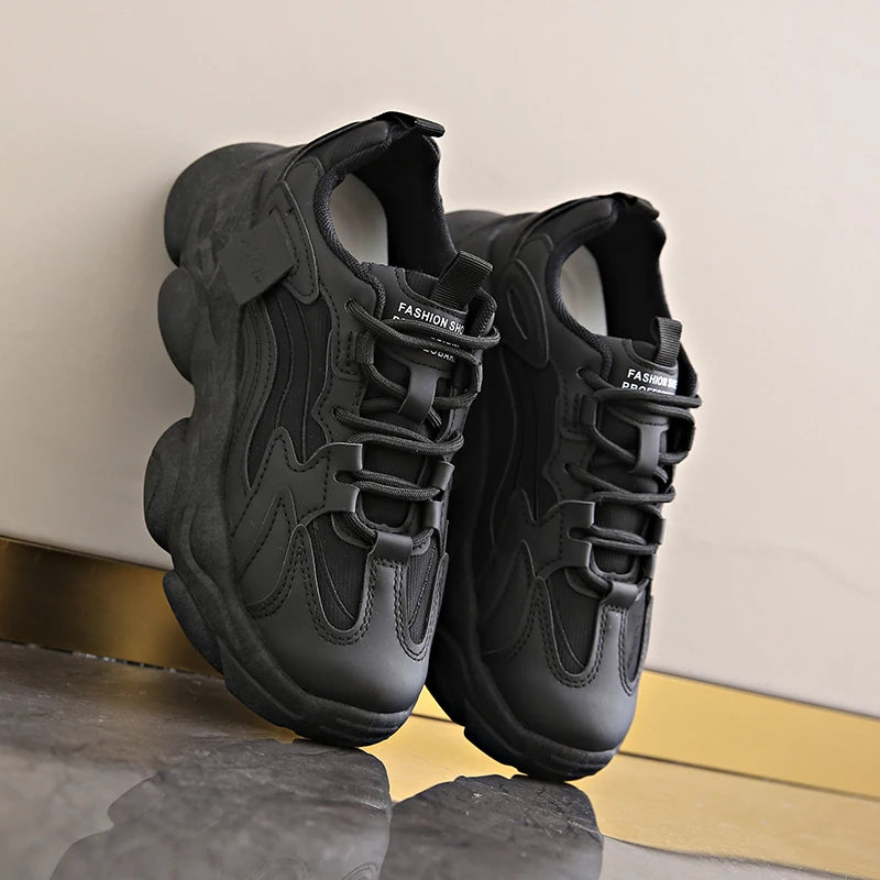 2025 Women’s Platform Chunky Sneakers – Mesh Leather Casual Sports Shoes, Lightweight Summer Fashion Walking Sneakers