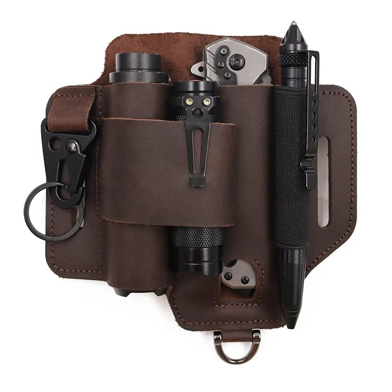 EDC Tactical Tool Holster - Outdoor Waist Storage Pouch for Flashlight, Knife & Wilderness Survival Gear