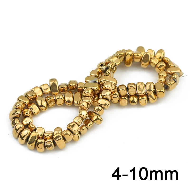 3A+ Retention Color Hematite Beads – Star & Heart Shapes, Gold-Plated Natural Stones for DIY Jewelry & Bracelets