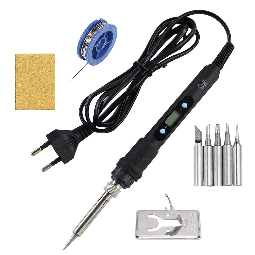 60W/80W Digital Soldering Iron - LCD Adjustable Temperature Welding Repair Tool with Solder Tips