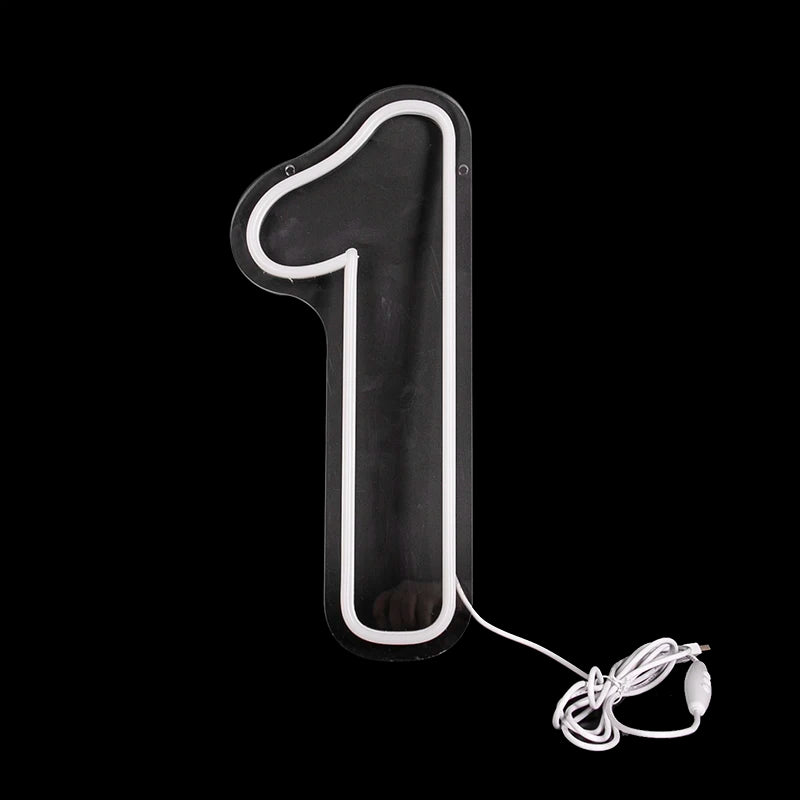 Numbers Neon Sign 0–9 – Acrylic LED Birthday, Wedding & Business Wall Decor with Switch