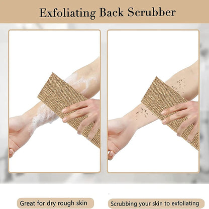 Ramie Jute Exfoliating Bath Towel - Natural Shower Scrubber and Back Body Belt for Deep Cleaning, Eco-Friendly Bathroom Shower Strap