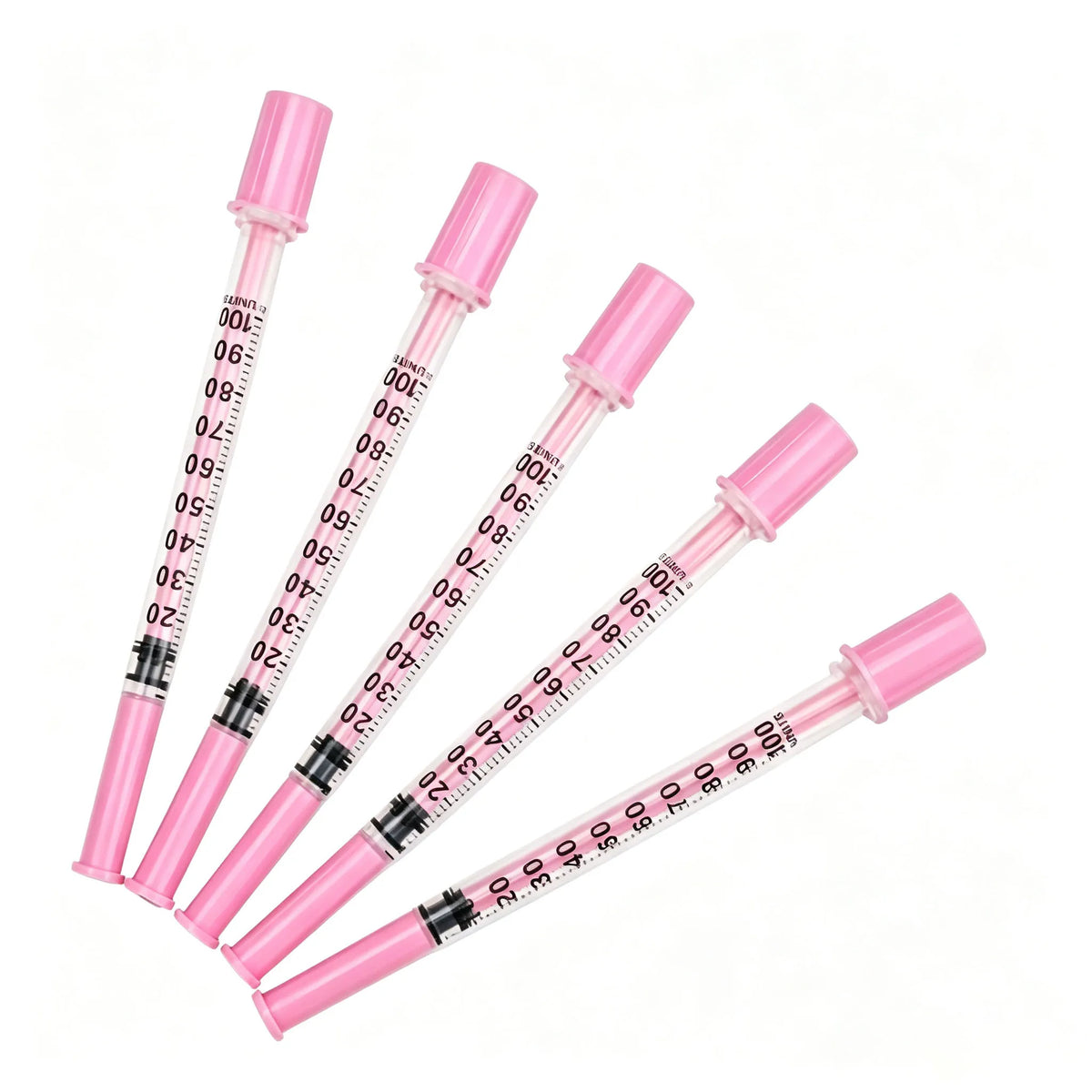 U-100 Insulin Syringes - 1ml Sterile Disposable Injection Tools in Purple, Pink, Blue, Green, Orange & Black for Beauty Machines