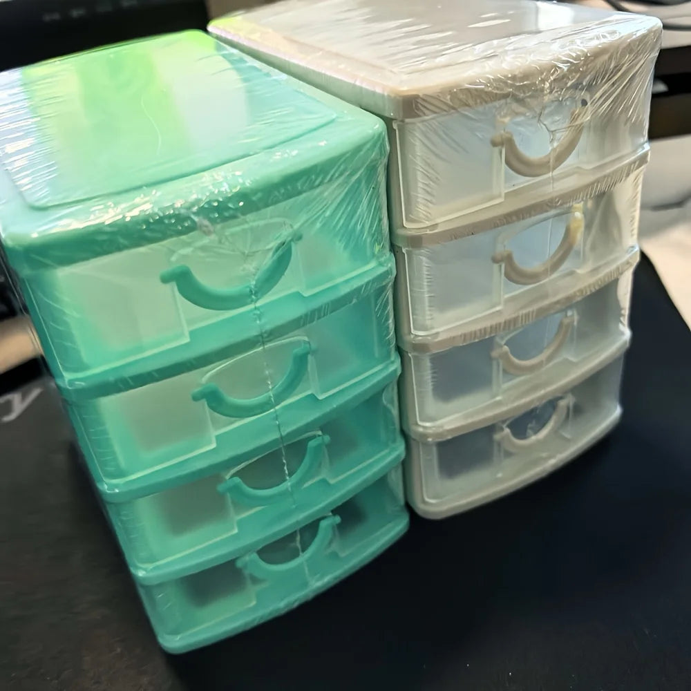 4-Layer Storage Box with Drawers - Multi-Functional Plastic Organizer for Cosmetics, Wardrobe & Desktop Storage
