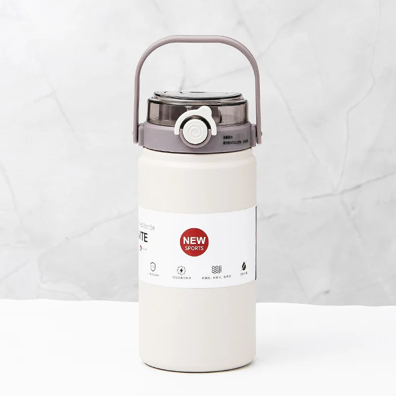 1L/1.2L Stainless Steel Thermal Water Bottle – Vacuum Insulated Thermos Cup with Straw, Hot & Cold Drink Tumbler for Gym & Travel