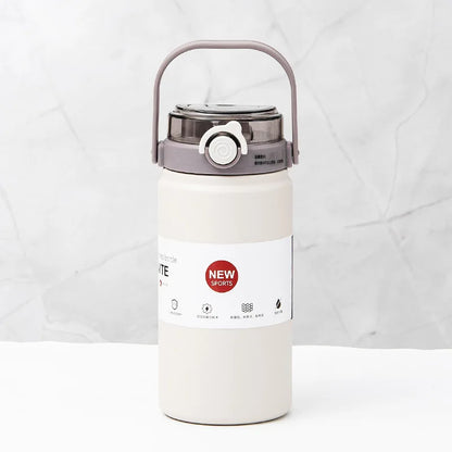 1L/1.2L Stainless Steel Thermal Water Bottle – Vacuum Insulated Thermos Cup with Straw, Hot & Cold Drink Tumbler for Gym & Travel