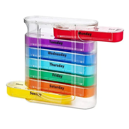 Weekly 7-Day Pill Organizer Box – Portable Medicine & Tablet Storage with Secret Compartments for Travel