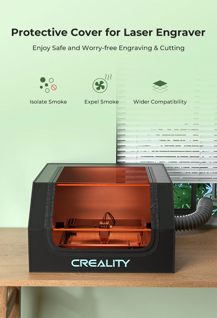 Creality Laser Engraver Enclosure – Fireproof & Dustproof Protective Cover with Exhaust Fan, 700x720x400mm