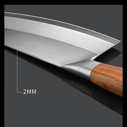 Stainless Steel Cleaver Kitchen Knife – Wooden Handle Utility Knife for Slicing Fish, Vegetables & Meat
