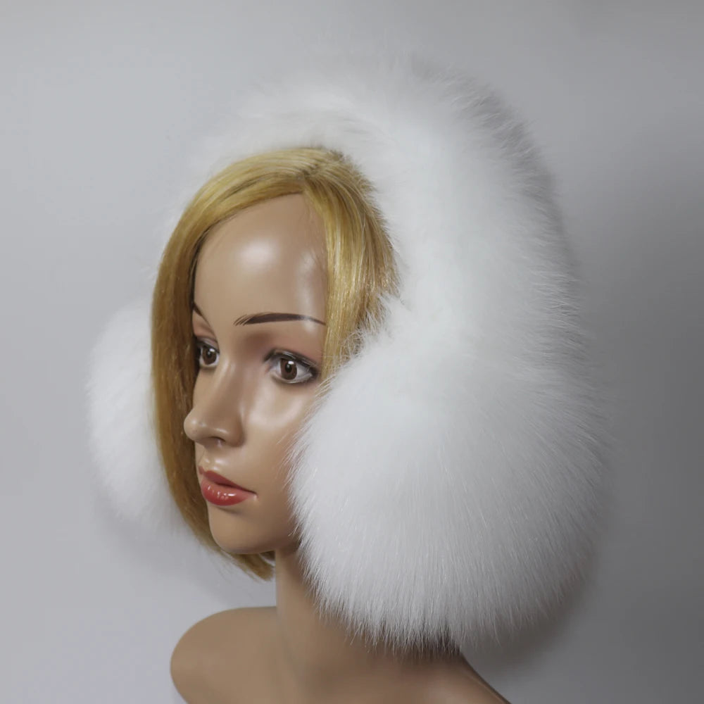 Real Fox & Raccoon Fur Earmuffs – Warm Winter Ear Warmer for Women and Girls, Plush Genuine Fur Accessory