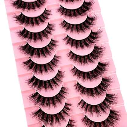 10 Pairs 3D Mink False Eyelashes – Natural Long & Short Fake Lashes Makeup Kit (38 Styles)