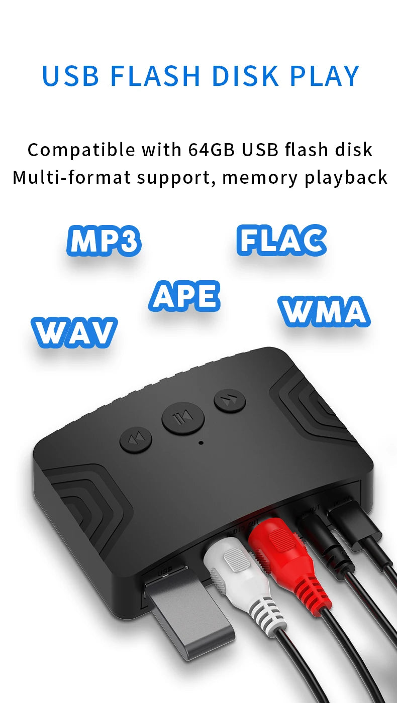 Bluetooth 5.3 Audio Receiver – 3.5mm AUX, RCA & USB Wireless Music Adapter for Car & Speaker