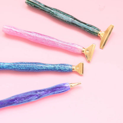 5D Resin Diamond Painting Pen - Includes Metal Replacement Heads, Multi-Placers, and Point Drill Pens for DIY Diamond Nail Art