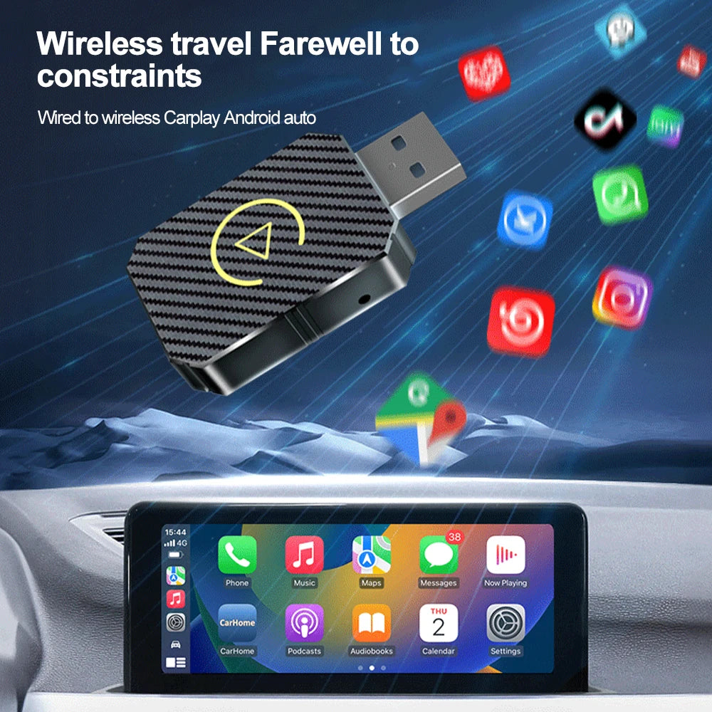 NEW 2 in 1 Mini AI Box - Wireless CarPlay and Android Auto Adapter, Wired to Wireless for Audi, Toyota, VW, Peugeot, Plug and Play