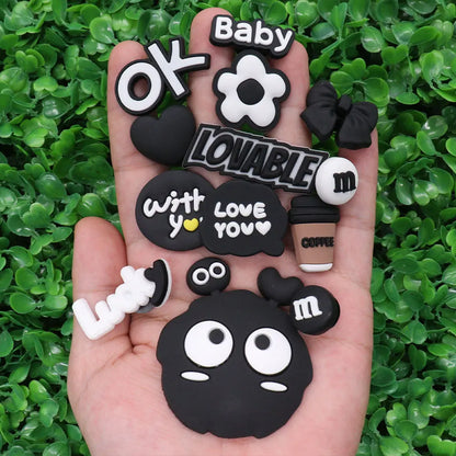Single PVC Shoe Charm – Kawaii Black Coffee Heart Garden Button for Shoes & Wristbands