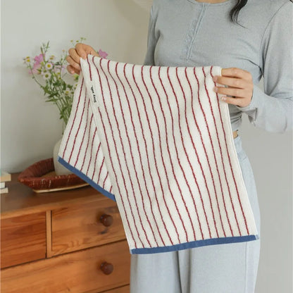 Autumn Winter Striped Cotton Bath Towel – Soft Plush Absorbent Washcloth for Bathroom Use, Unisex Home Spa & Hotel Towel
