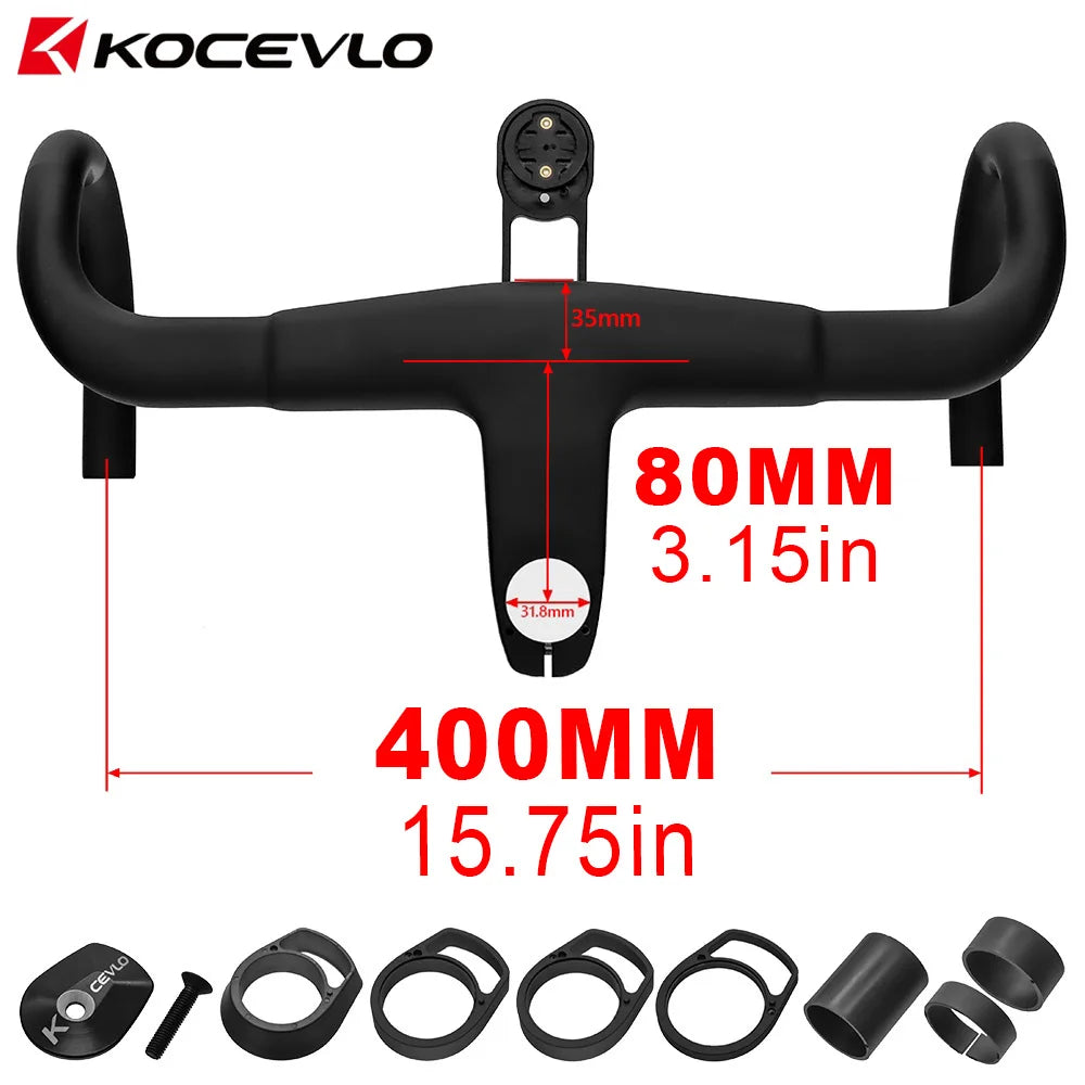 KOCEVLO H11 Carbon Road Bike Handlebar with Stem - Integrated Handlebar 370/390/400/420mm for 28.6/31.8mm Systems