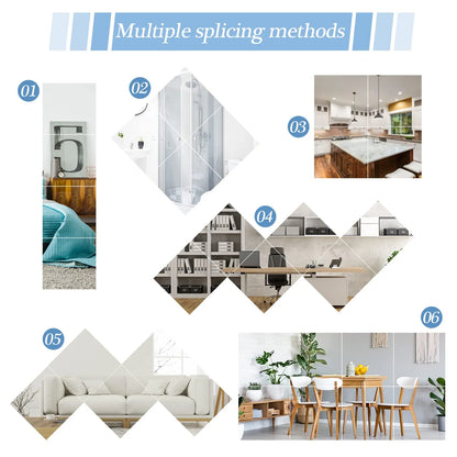 4-Piece Set of 3D Acrylic Mirror Wall Stickers - 2mm Thick, Self-Adhesive, Flexible DIY Art for Living Room Decor