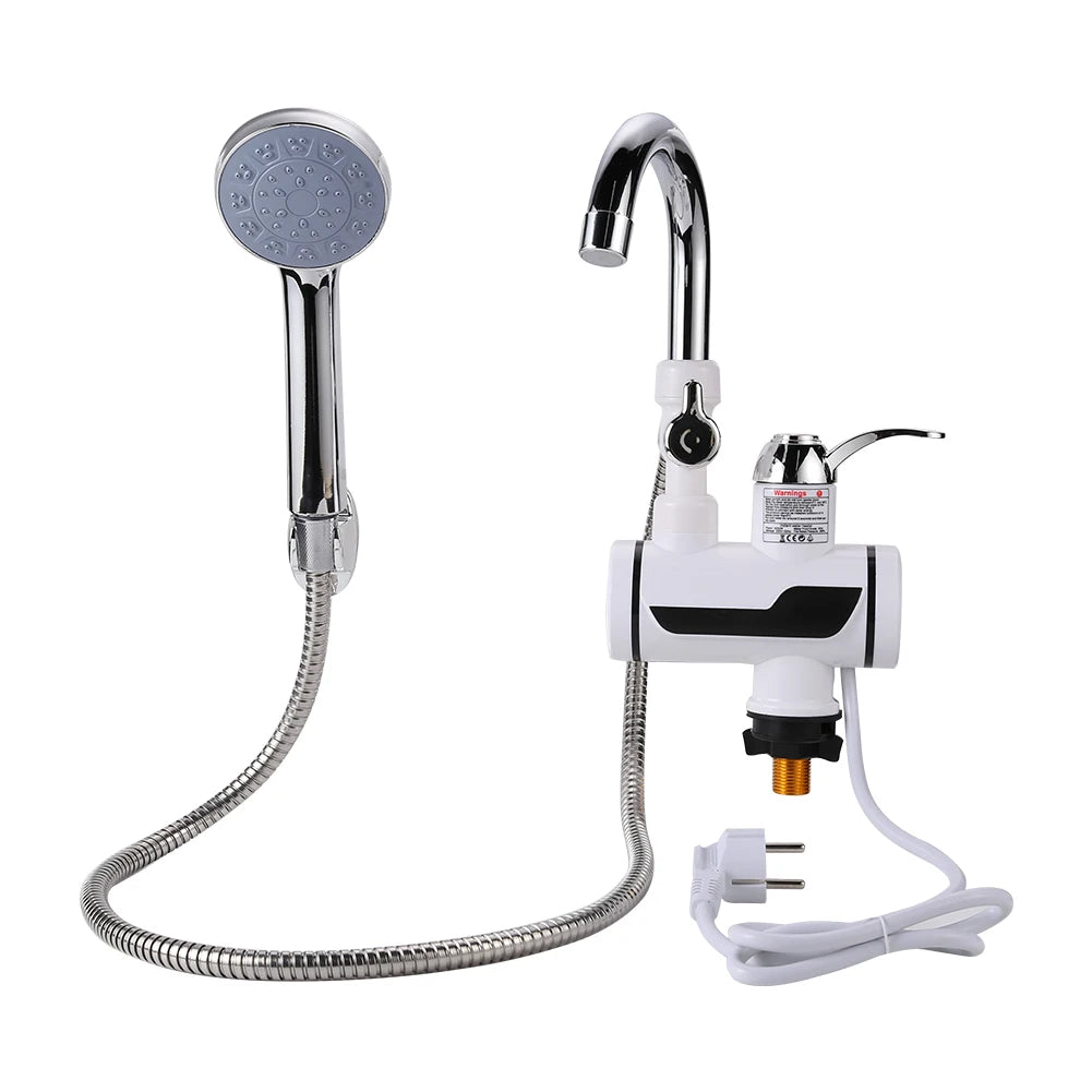 3000W Instant Electric Water Heater — EU Plug Digital Display Tankless Shower & Kitchen Faucet 220V