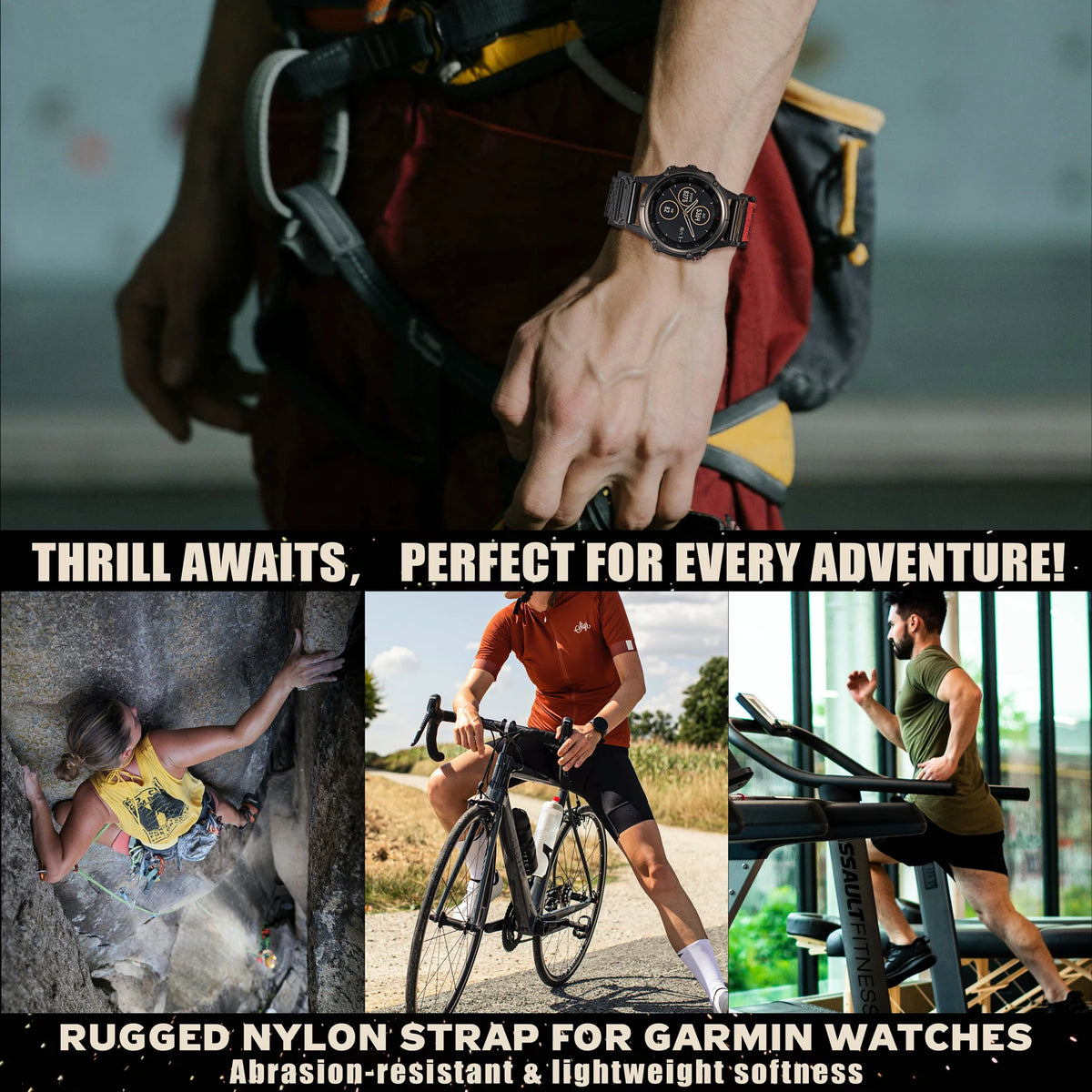 Hemsut Nylon QuickFit Watch Strap - Rugged Sporty Loop Band for Garmin Fenix, Forerunner, Instinct, Enduro & Tactix